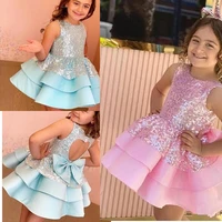 beautiful girls tiers sequin birthday party dresses performance dress flower wedding dresses gowns 2021