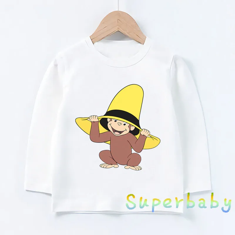 Детская любопытная Футболка с принтом обезьяны Джордж забавные детские топы