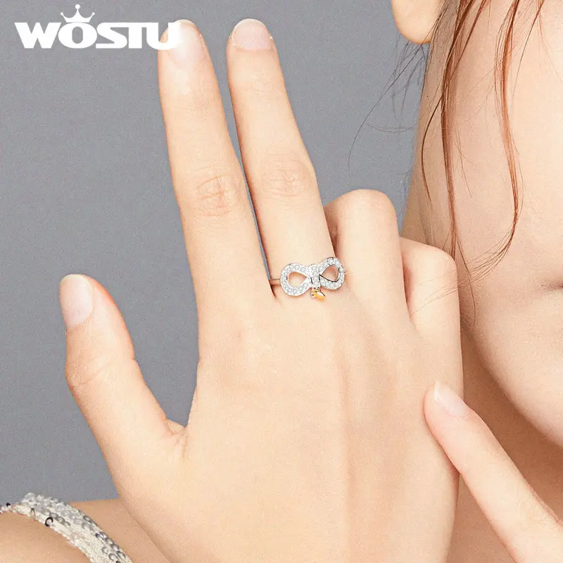 WOSTU Новое поступление кольца на палец 925 пробы серебро бесконечность знак любви