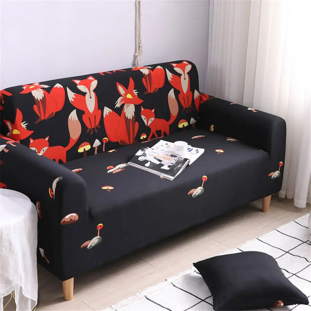 Черный эластичный чехол для дивана в гостиную с цветами мягкие элегантные чехлы