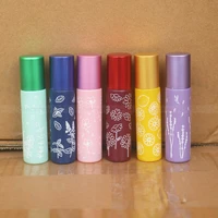 6pcs 10ml macaron glass bottle essential oil roll on thick vials metal roller ball with printing for perfume aromatherapy