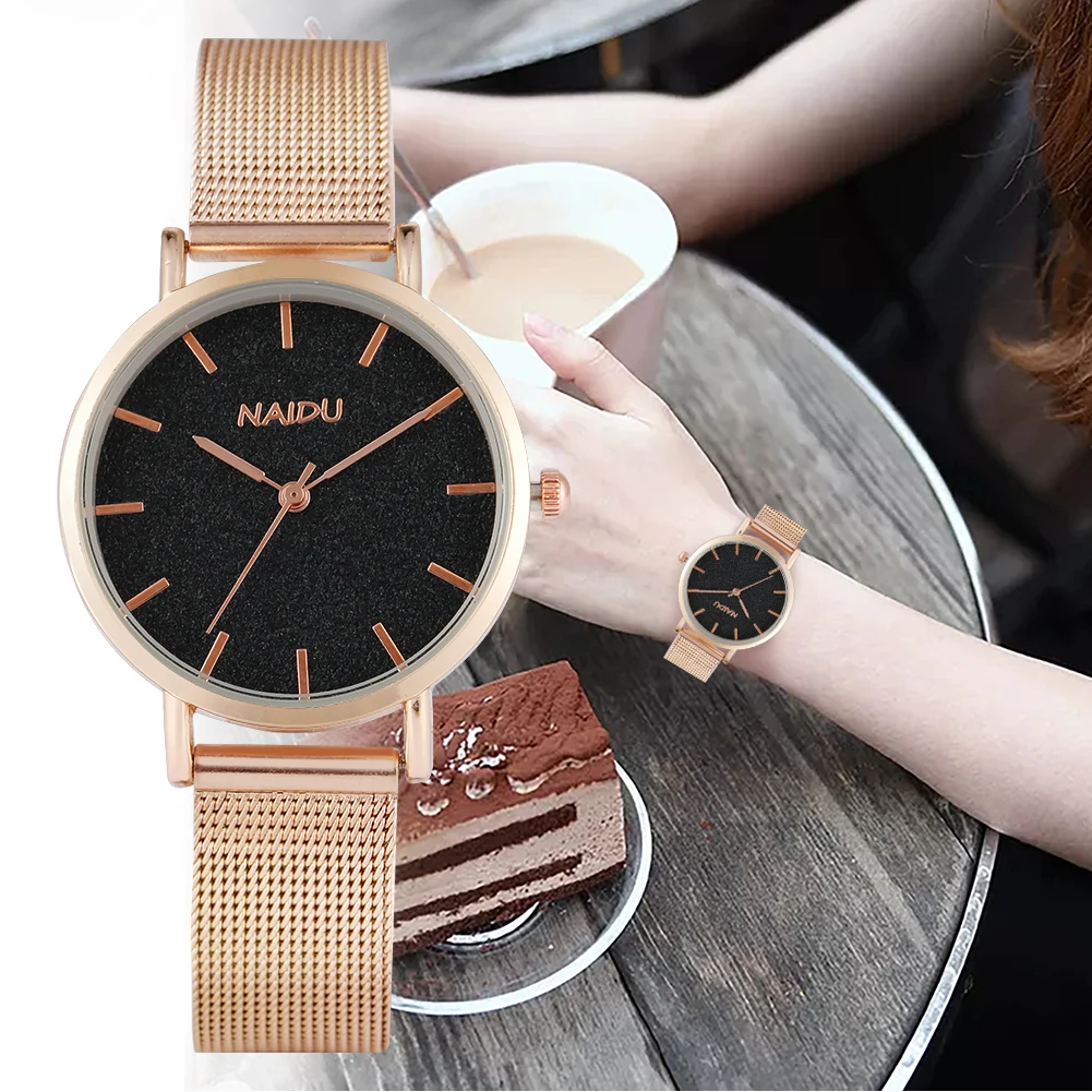 

Women's Quartz Watches Steel Mesh/Leather Strap Bracelet Fashion Female Wristwatch Simple Analog Clock Girls Watch Reloj Mujer
