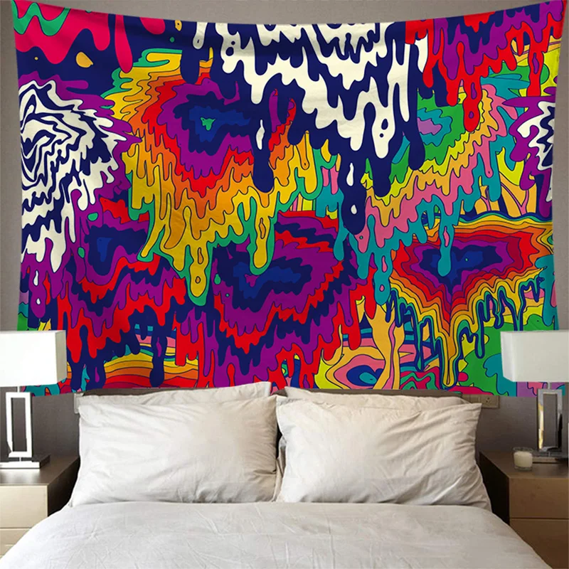 Индийский гобелен с психоделическим узором Настенный декор богемное пляжное