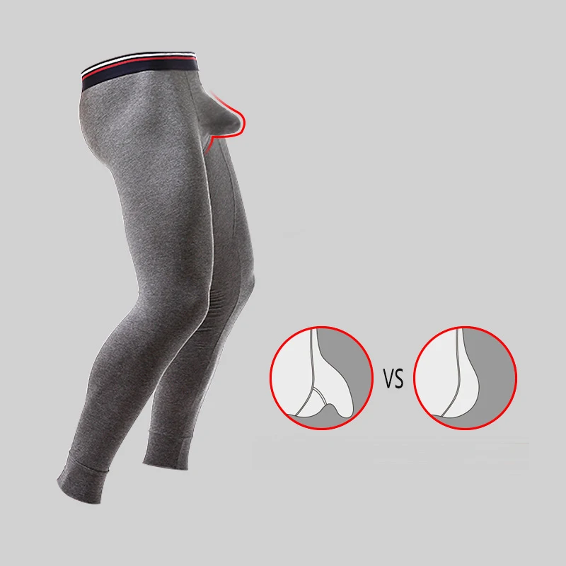 Мужские длинные леггинсы IYUNYI теплые хлопковые штаны с большим мешочком для зимы |