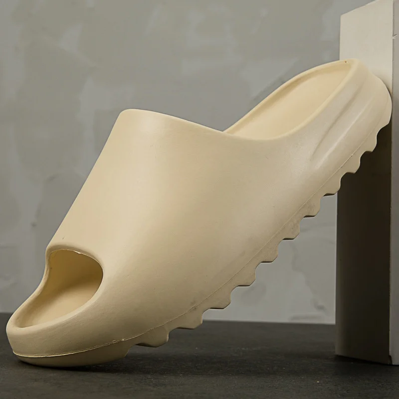 

Men's Summer Slides Breathable Cool Beach Slippers Fish Mouth Flip Flops Men Sandals Lightweight Bone White Yzy Plus Size 36-46