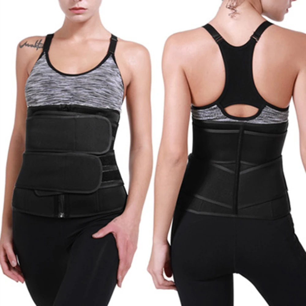 Entrenador de cintura de neopreno para mujer, faja reductora de abdomen, faja moldeadora de sudor, cors&eacute; de entrenamiento-0