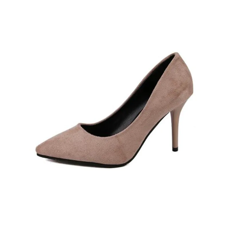 

Hot Sell Classic Women Shoes Pointed Toe Pumps Suede Dress high Heels Boat Wedding Zapatos Mujer Red Wedding