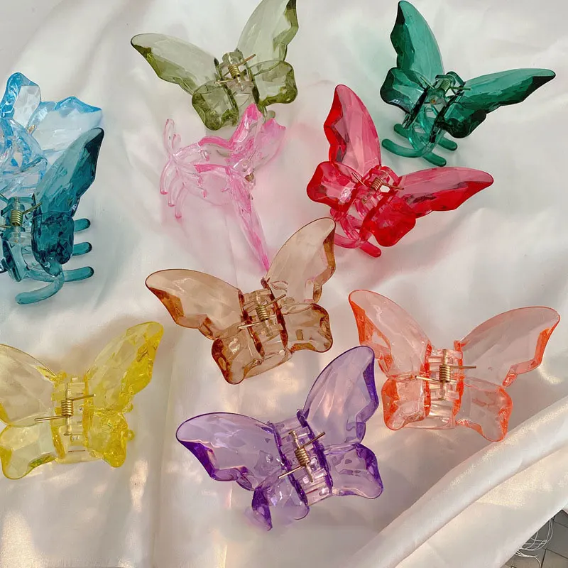 Женская прозрачная большая заколка для волос Корейская акриловая смола Бабочка