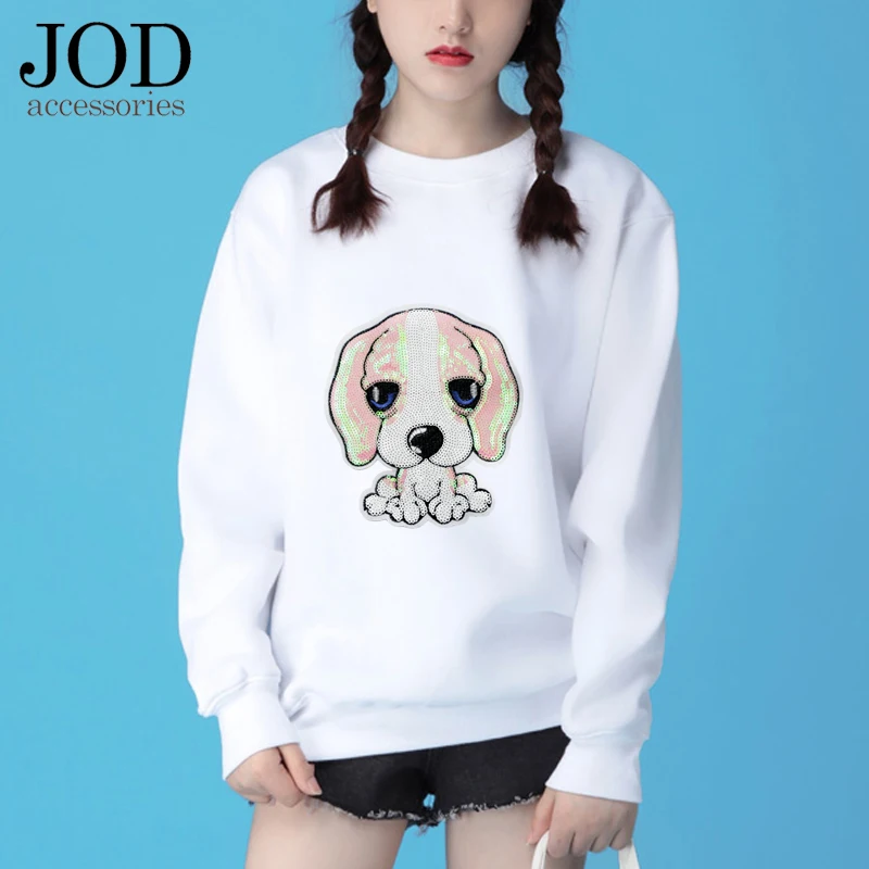 Собака вышитые большой патч железа на блесток патчи для одежды значки аппликации