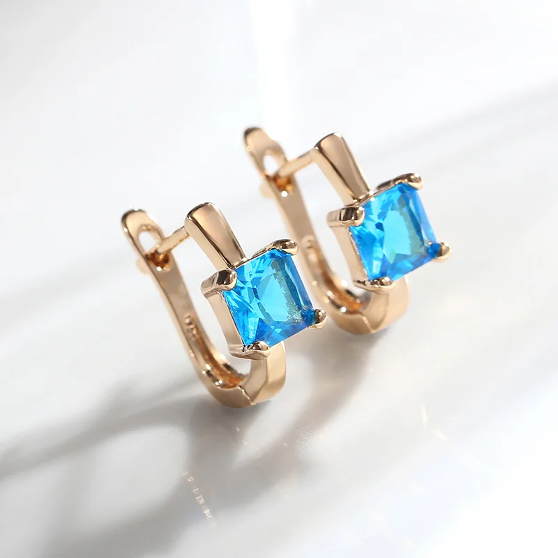 Platinum gold blue MAIKALE, квадратные серьги-гвоздики, AAA кубический цирконий, покрытые золотом и серебром, гипоаллергенные корейские серьги для женщин, отправка друзьям - Окраска металла: Platinum gold blue