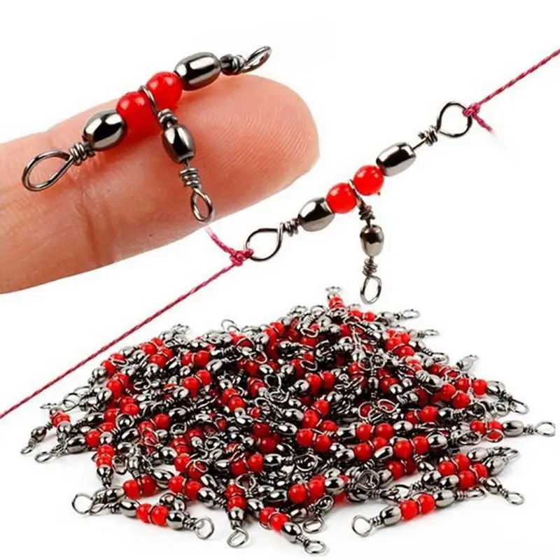 10/20/50 Pcs of Fishing Buckle 360Degree Beaded miniCarbon Steel Rotating Ring Fish Hook Bait line Connector Fishing Accessories
