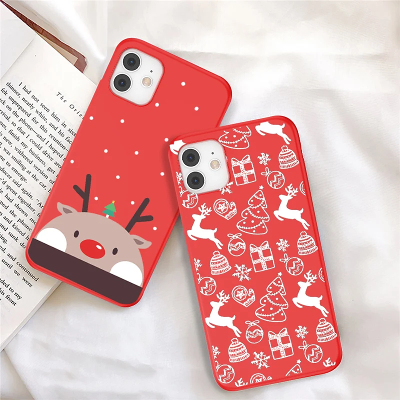 uigo cartoon christmas phone case for iphone 13 11 12 pro max 7 8 6 6s plus 12 santa claus lovely cover for iphone xr x xs se free global shipping