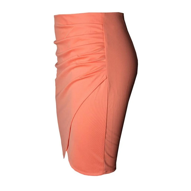 

Irregular Hem Skirts Women Summer Solid Color Asymmetrical Wrap Front Stretchy Bodycon Pencil Skirt OL Office Lay Work Wear New