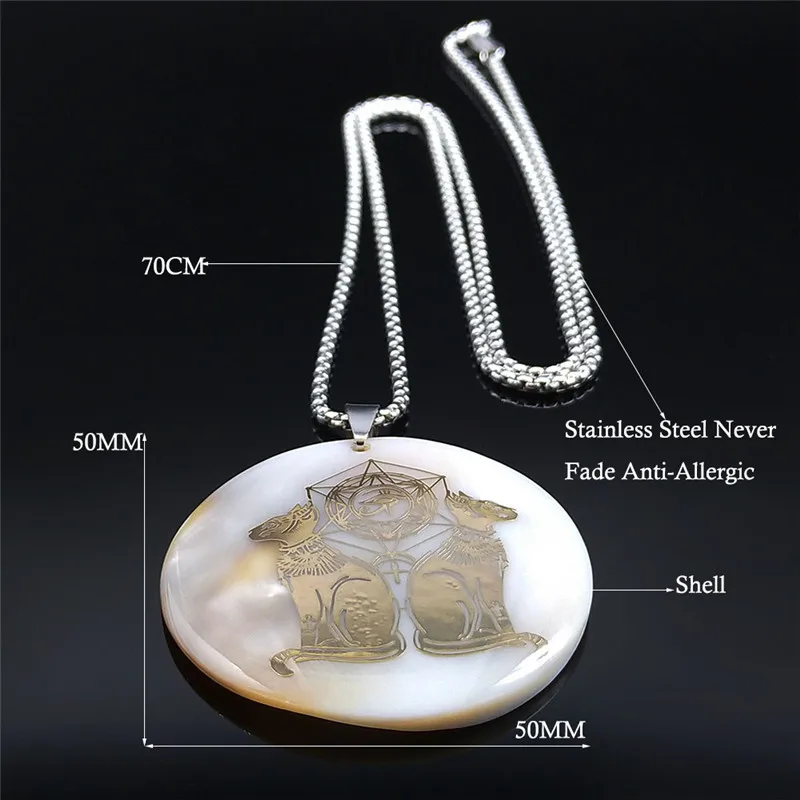 

Big Long Shell StainlessSteel African Egyptian Egypt Eye Cat Gold Color Bead Necklaces Charm Jewelrycollier long NXS02