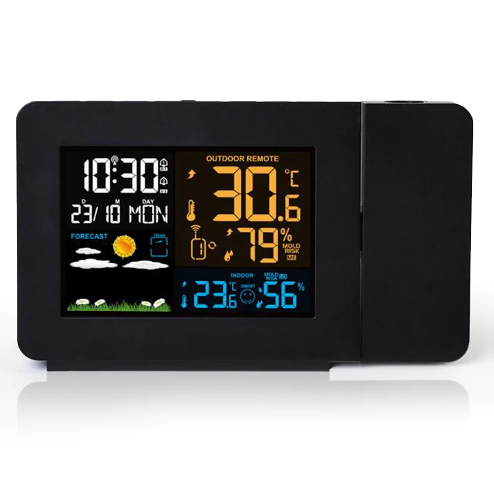 Проекционный будильник с наружным датчиком ЖК-дисплей проектор регулируемой