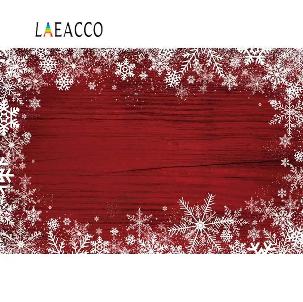 Laeacco старые красные деревянные доски зимние снежинки Новорожденные еда Фото фоны