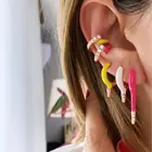 Неоновая Эмаль Красочные cz шипами huggie Обруч Серьги Радуга Лето Горячая Распродажа модные ювелирные изделия