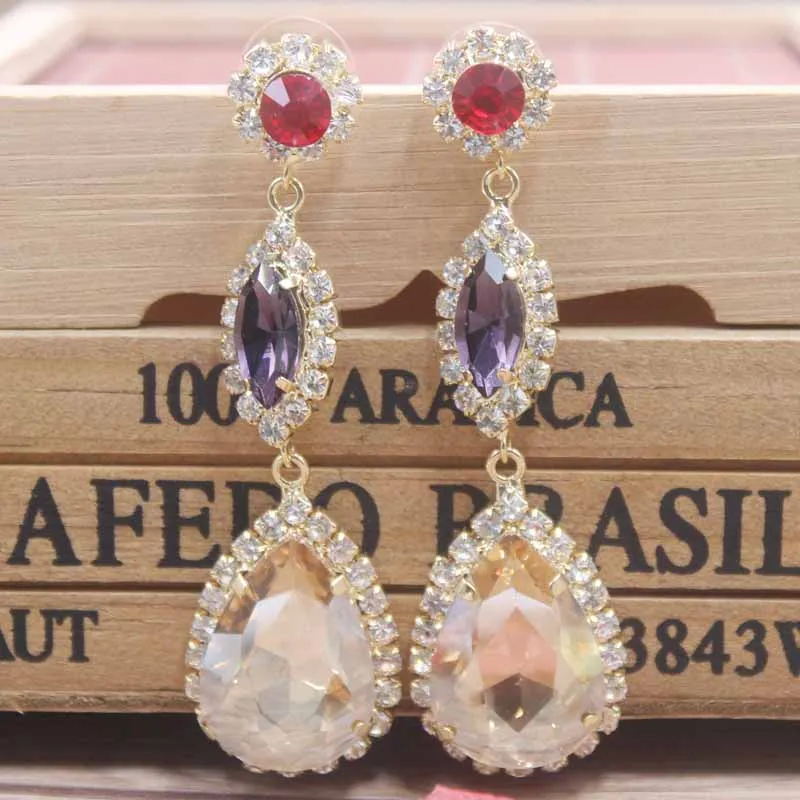 Новейшая розовая Золотая черная серьга со стразами длинные серьги с кисточками