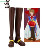 cosplaylove card captor sakura brown shoes cosplay long boots leather custom made for party birthday