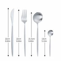 stainless steel cutlery set silver luxury dinnerware set kitchen cutlery matte tableware silver fork spoon knive 4pcs dinner set
