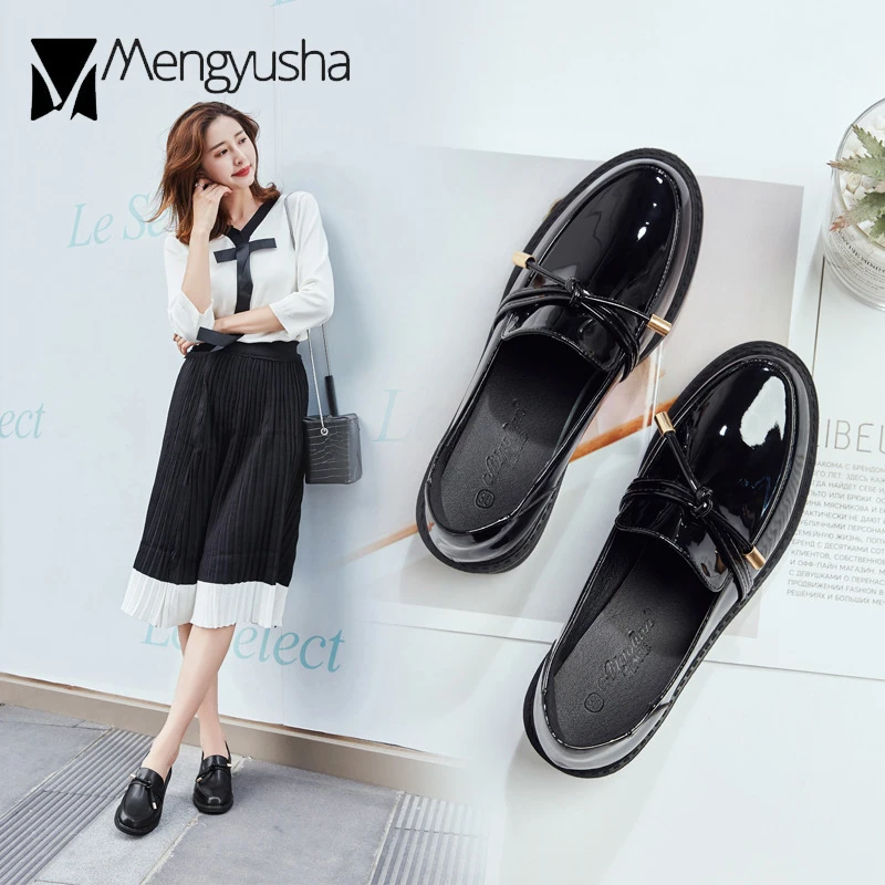 Женские туфли оксфорды в британском стиле дерби из искусственной кожи на плоской