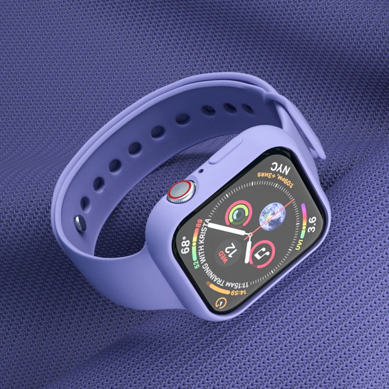 Мягкая силиконовая лента + чехол для Apple Watch 4 5 40 мм 44 браслет Iwatch серии защитный |