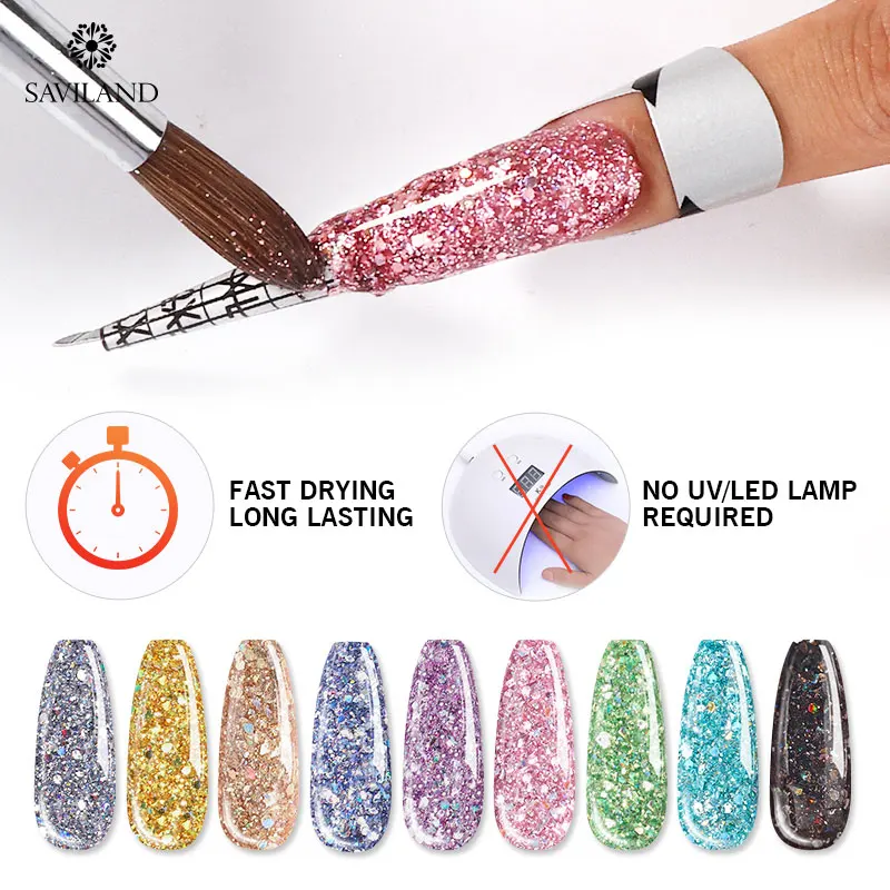 Акриловая пудра для ногтей SAVILAND не нужна лампа акриловый порошок 54 цвета 3D дизайн
