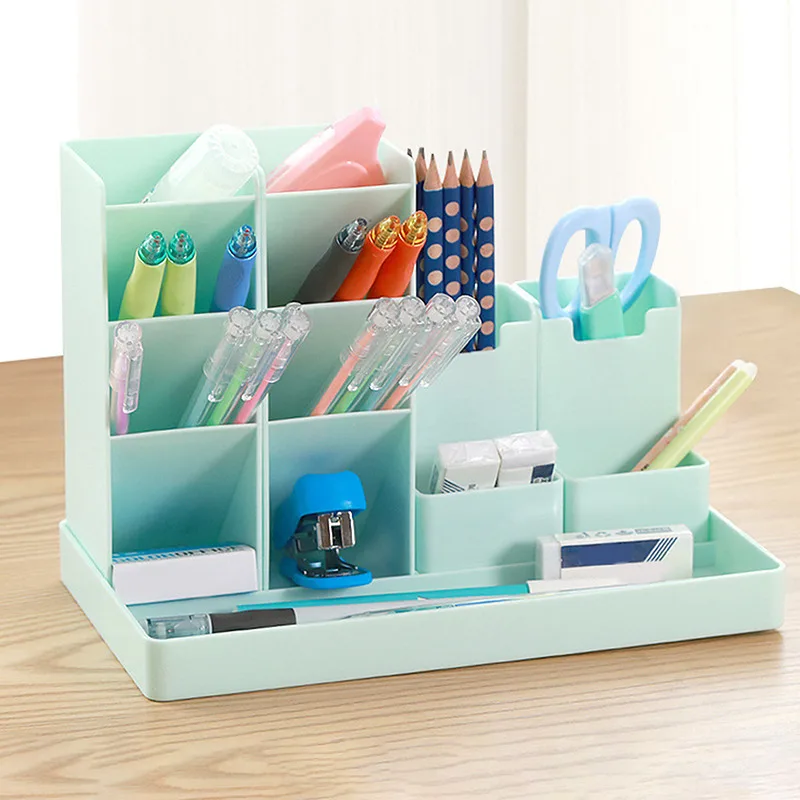 

Large Capacity Desk Pen Holder Pencil Storage Box Desktop Cosmetics Brushes Organizer Stand Office Stationery Finishing Case