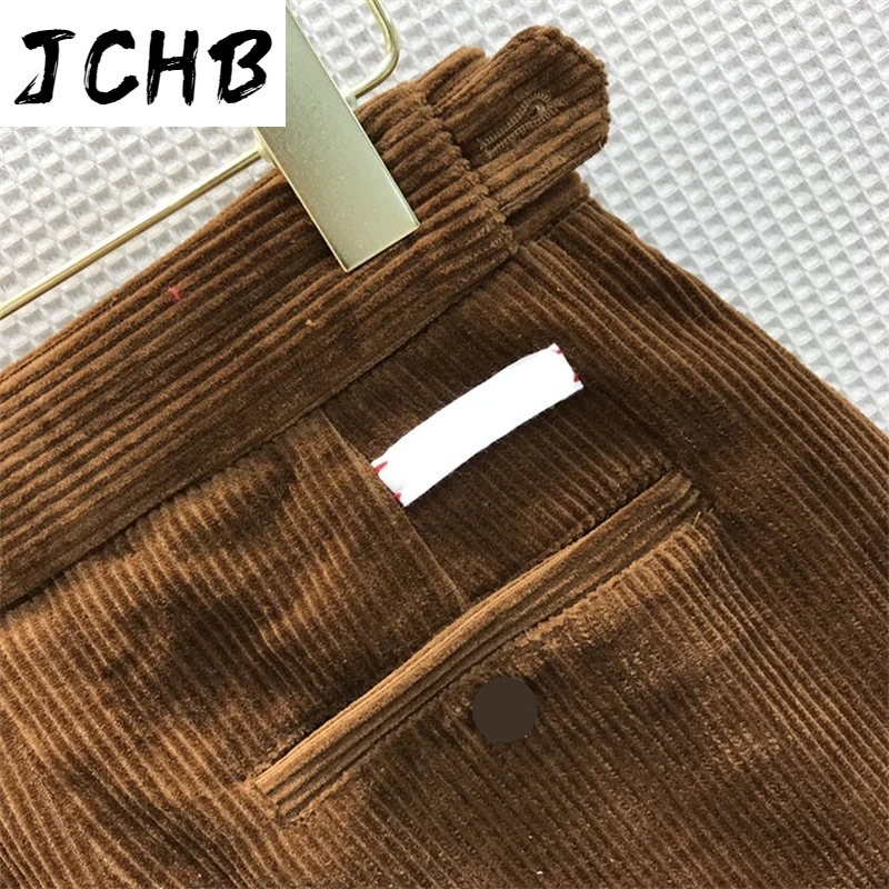 

Outwear Cotton High-end Short 2021 Autumn Winter Women All-match Slim Corduroy High Waist Straight Five-point Pants