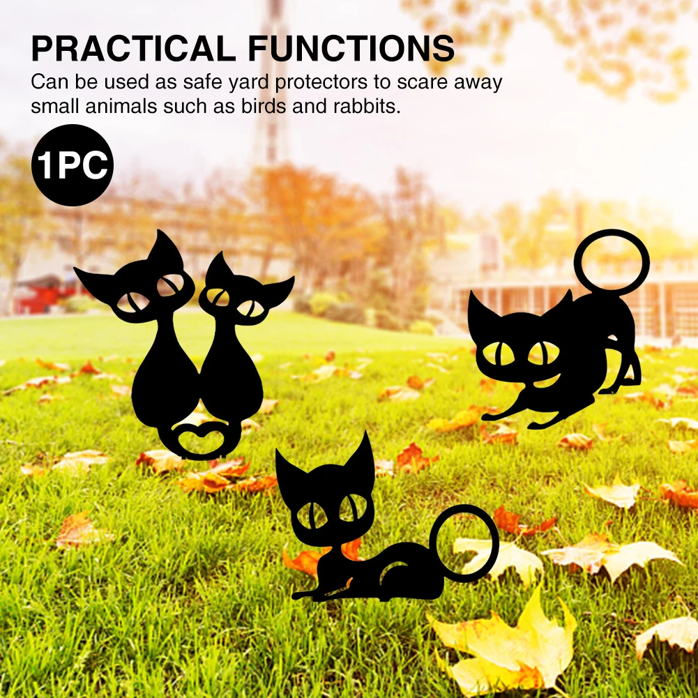 

Animal Shaped Acrylic Statue Outdoor Yard Cat Decorative Garden Stake Multifunction Lawn Landscape Easy Install Gifts Portable