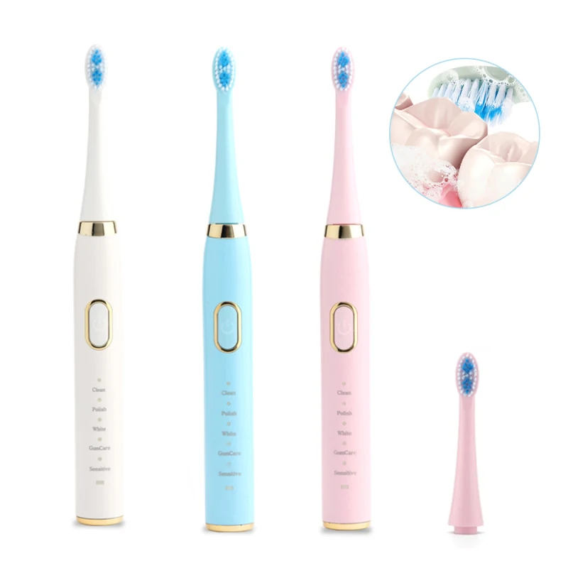 Универсальная электрическая зубная щетка с мягкой щетиной 5 шт. вибрирующей