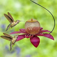 metal flower bird feeder hanging hummingbird feeders food bowl outdoor decoration window garden flower bird feeder
