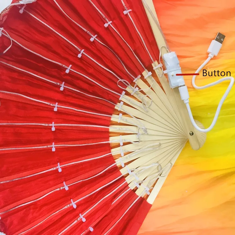 Новый светодиодный веер для танца живота Ruoru из шелка с вуалью блестящий