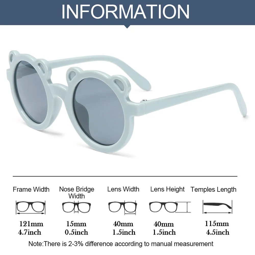 

Boy Girl Cute Cartoon Bear Shape Fashion Round Sunglasses Children Vintage Sunglasses UV Protection Classic Kids Eyewear
