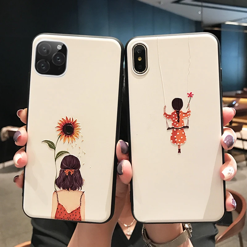 Милый чехол для телефона для девочек для iphone 7, 8, 6, 6s Plus, чехол для Apple iphone XR X, XS Max, чехол для iphone 11 Pro, Max, 5S, se, 5 s, чехол