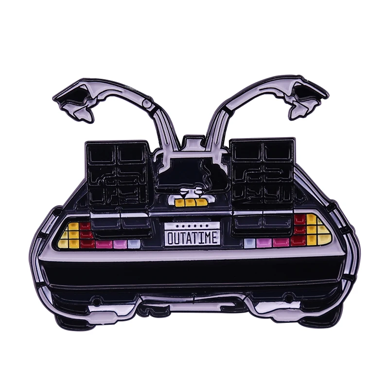 Back to the future DeLorean sports car brooch sci-fi movie badge