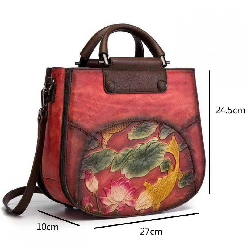 

Bestform Vintage Embossed Genuine Leather Women Bag 2021 New Hand Painted Cowhide Handbag Leisure Shoulder & Crossbody Bags