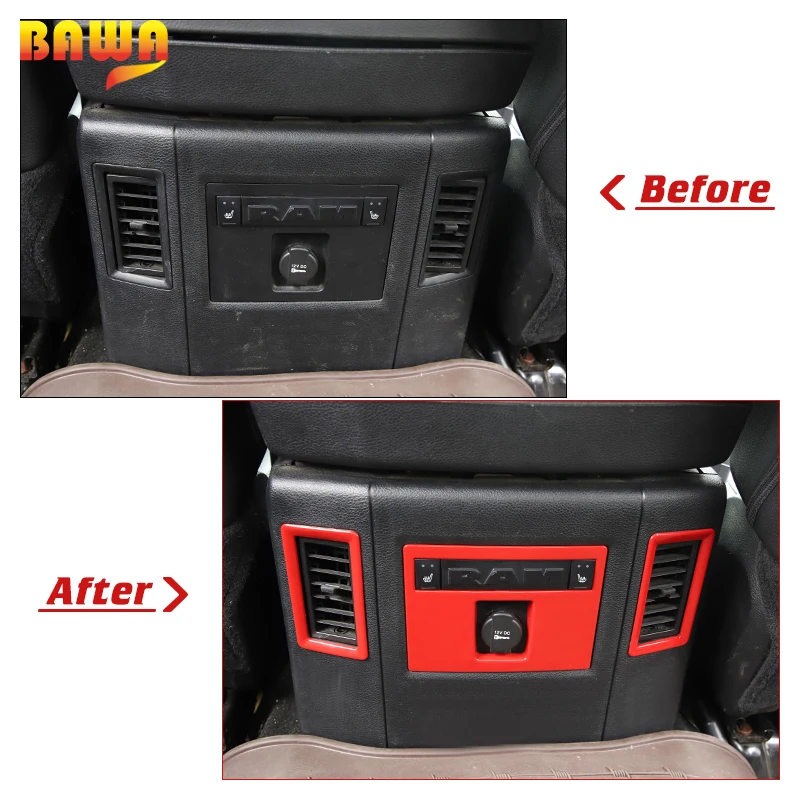 

BAWA Interior Accessories for Dodge Ram 1500 Car Rear Air Vent Outlet Decoration Cover Stickers for Dodge Ram 1500 2010-2017