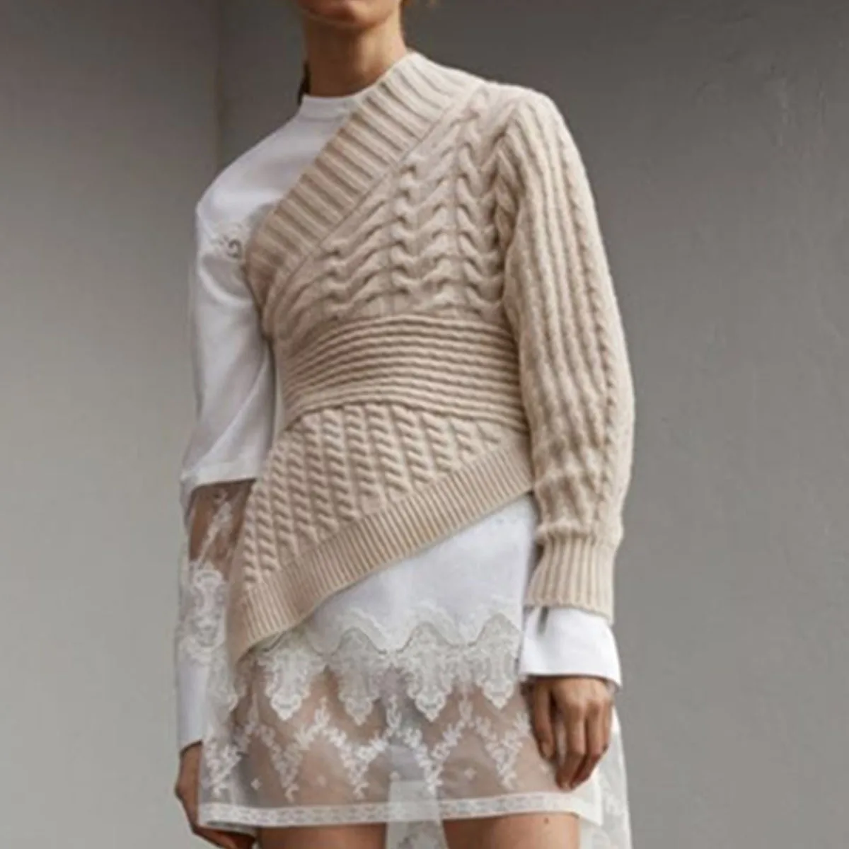 Knitted Irregular Off Shoulder Pullover Women's Knitwear Big Size Long Sleeve Asymmetric Hem Casual Sweaters 2018 Autumn Tops | Женская