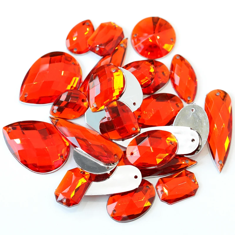 100 шт./пакет различные размеры формы много цветов акриловые пришивные стразы с