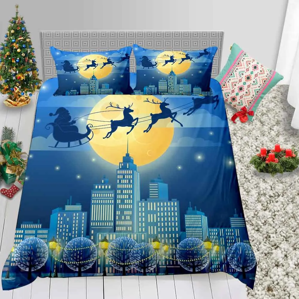 Merry Christmas Санта Клаус горячая Распродажа постельных принадлежностей пододеяльник Твин Полный размер Королева праздник подарки простыня - Цвет: 8