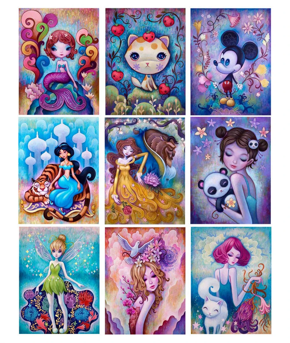 

Полноразмерная картина из страз с мультяшной девушкой 5D «сделай сам», живопись из мультфильмов Диснея, икона принцессы, 3D вышивка крестиком...