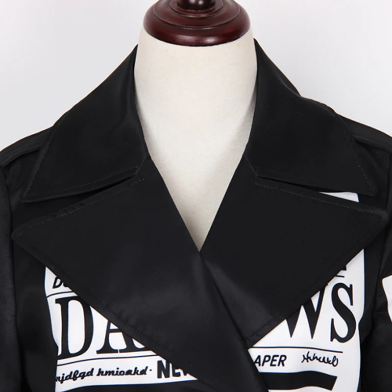 Женская ветровка с длинным рукавом двубортная Свободная куртка принтом букв и