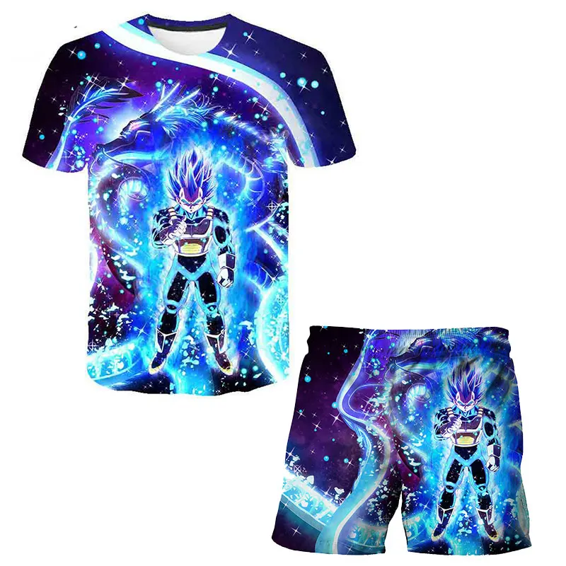 

2021 Summer boy'S T-Shirt Harajuku, Casual Fashion Street Comfort T-Shirt, Dragon Ball Animation 3D Print, Short Sleeve suit
