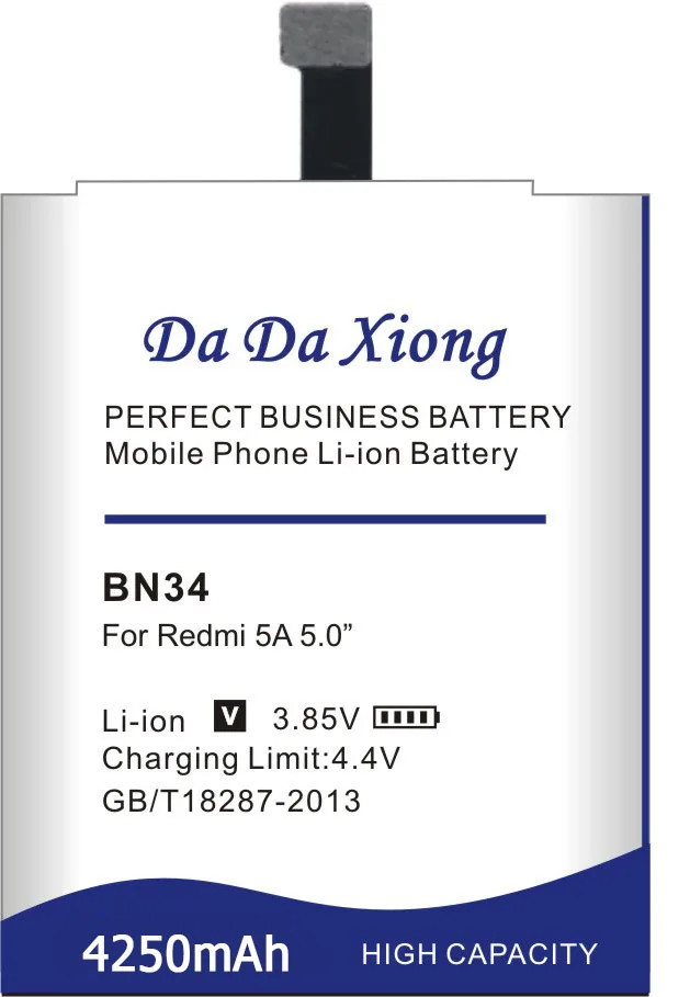 Da Xiong телефон аккумулятор BN34 для Xiaomi Redmi 5A 5," Сменный аккумулятор 4250 мАч батареи для телефонов большой емкости