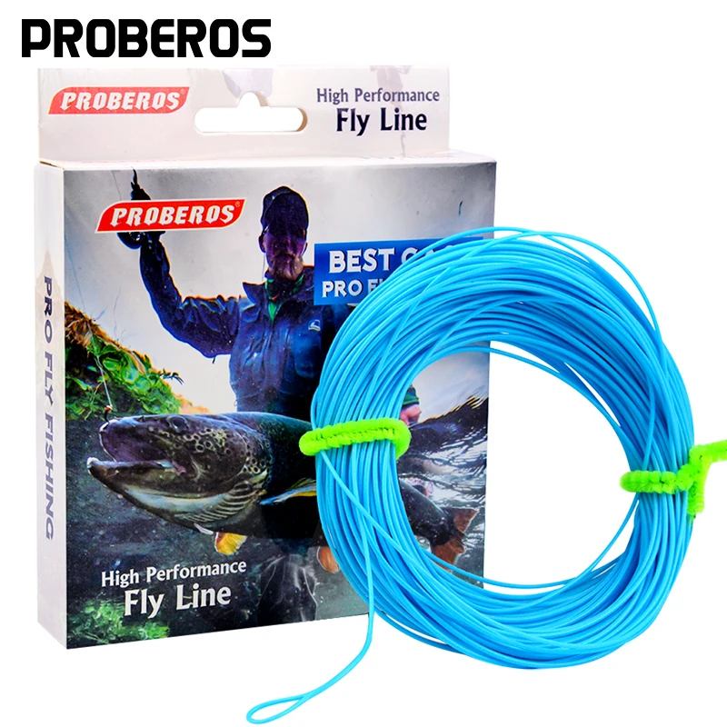 PROBEROS 100FT Вес вперед плавающая Летающая леска WF 2F/3F/4F/5F/6F/7F/8F Fly Line серо