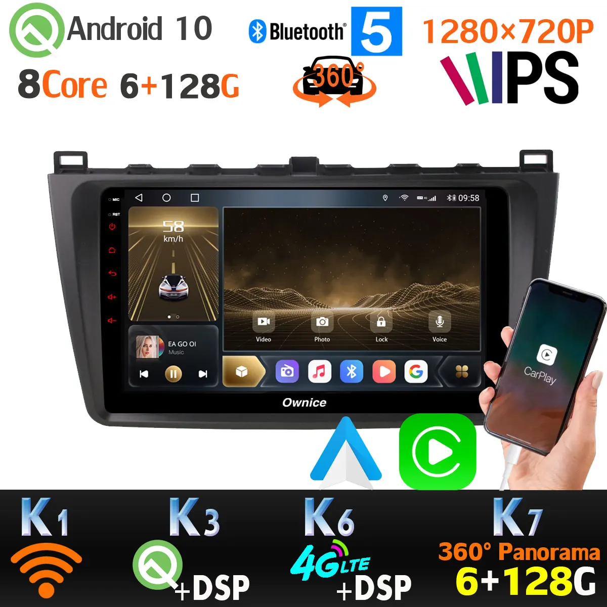 1280*720P 6G + 128G Android 10 0 автомобильный GPS радиоплеер для Mazda 6 Mazda6 II Ultra SPDIF IPS головное