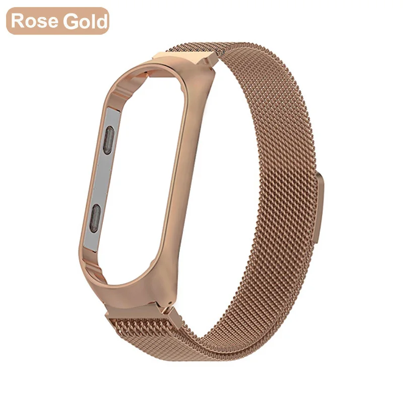 Rose Gold Ремешок для Xiaomi mi Band 4 металлический браслет для mi band 3 из нержавеющей стали ремешок для mi band сменные браслеты - Цвет: Rose Gold
