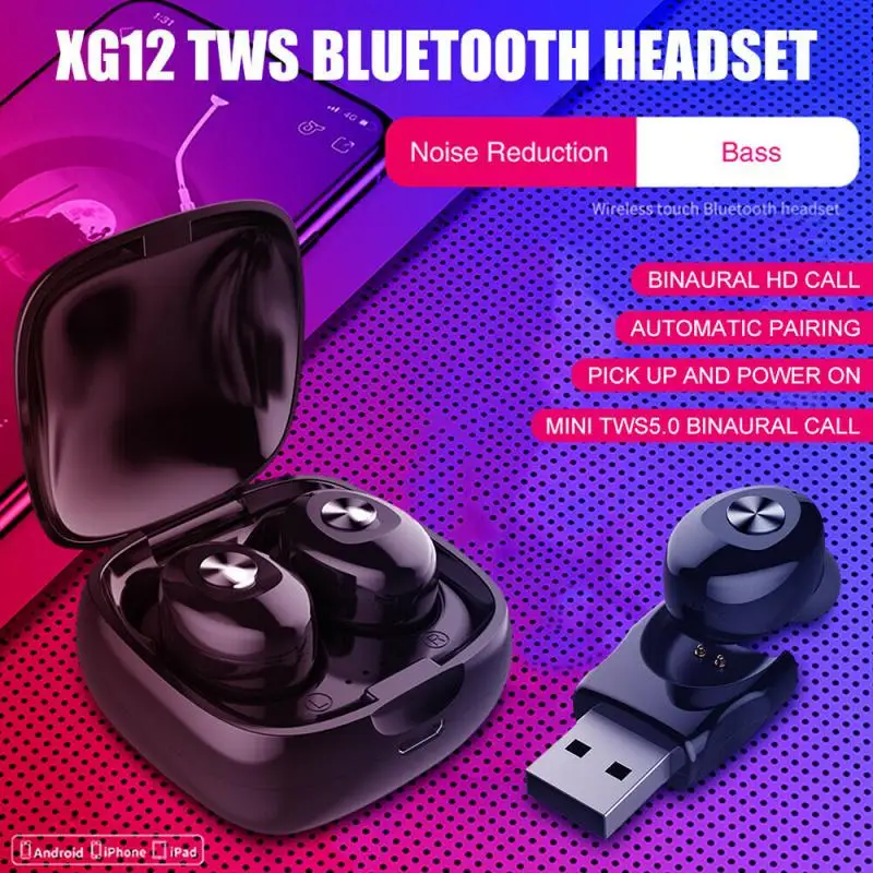 

XG12 TWS 5.0 Dual Pass 3D Stereo Wireless Sports Headset With Microphone HD Call True Wireless XG12 Earphone Bluetooth Headset