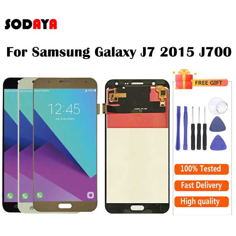 Для Samsung Galaxy j7 2015 дисплей J700 J700F для ЖК + сенсорный экран дигитайзер сборка|Экраны